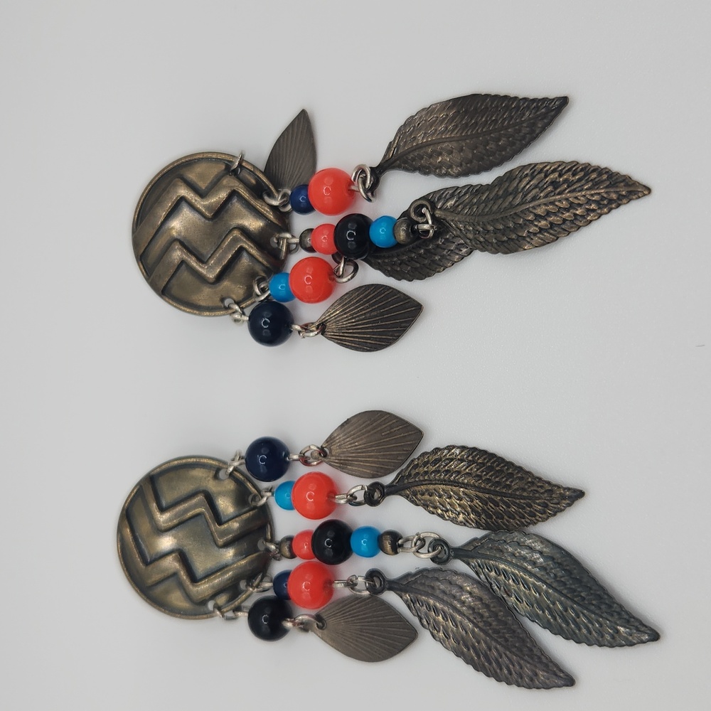 Bohemian Silver and Multicolor Beaded Earrings